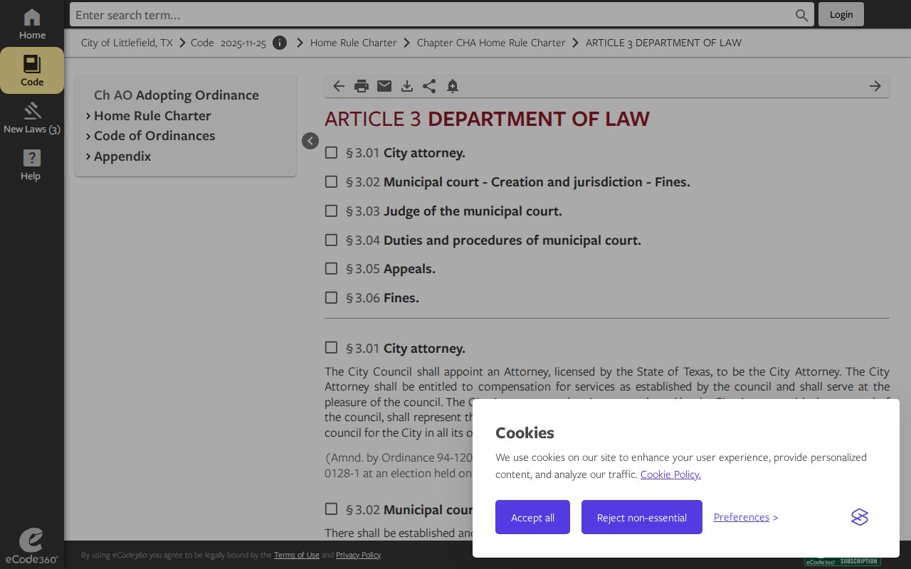 Littlefield court docket municipal code provisions